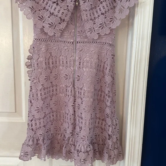 Women’s Lulu's Frill and Grace Lavender Lace Off-the-Shoulder Dress Size Medium - Picture 10 of 12